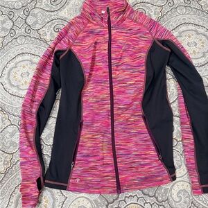 Pink and Black Zip-Up Leisure Top